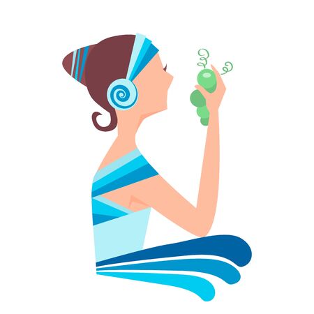 Vector illustration of Greek woman with grapeのイラスト素材