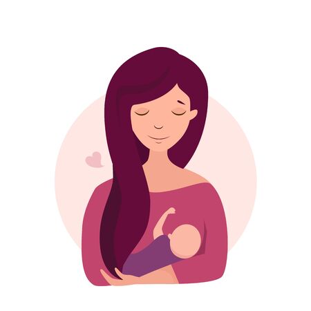 Stock vector illustration of breast feeding babyのイラスト素材