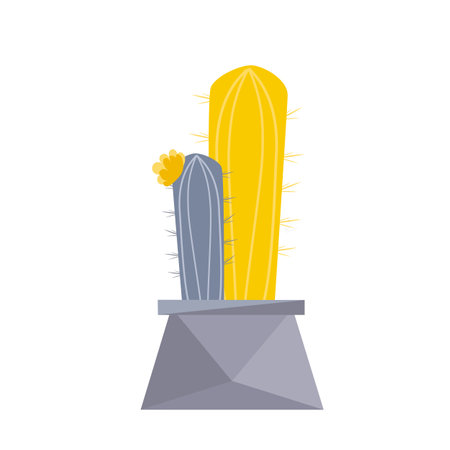 Vector stock illustration of a couple of cactuses in a flowerpotのイラスト素材