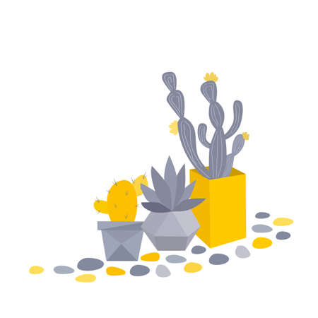 Vector stock illustration Composition of cacti in trendy styleのイラスト素材