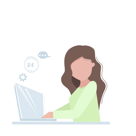 Technical support, 24/7 service, customer care, stock vector illustration in flat styleのイラスト素材