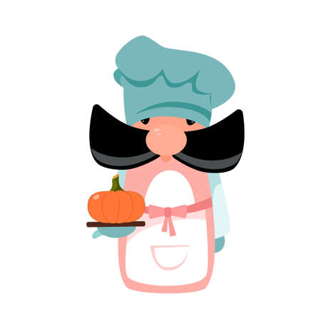 Stock vector illustration Chef with pumpkin for Thanksgivingのイラスト素材