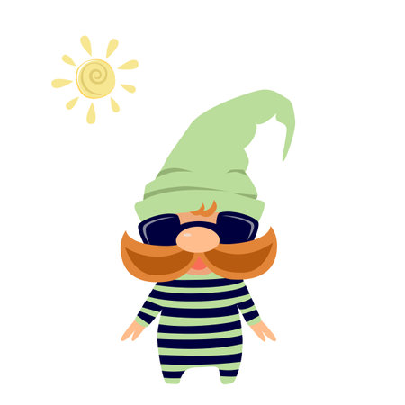 Leprechaun in a bathing suit and sun glasses. Stock vector illustrationのイラスト素材