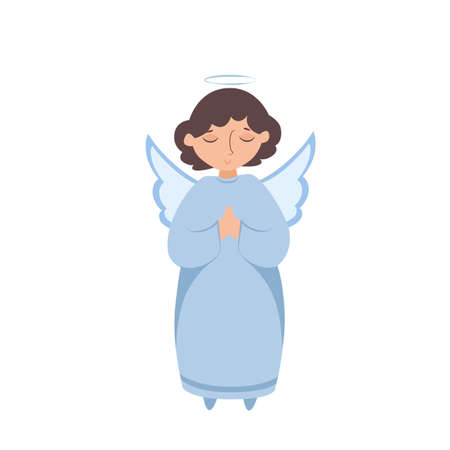 Stock vector illustration cute angel in prayerのイラスト素材