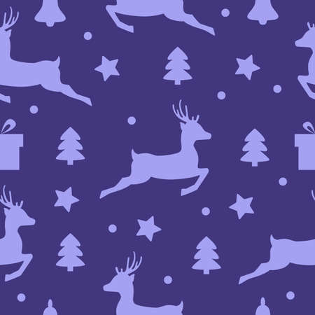 Christmas pattern, running deer with gifts. Vector pattern for Christmas and winter holidaysのイラスト素材