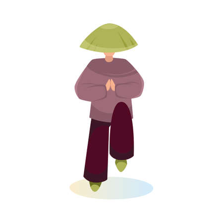 The guy is doing tai chi and qigong. Vector illustrationのイラスト素材