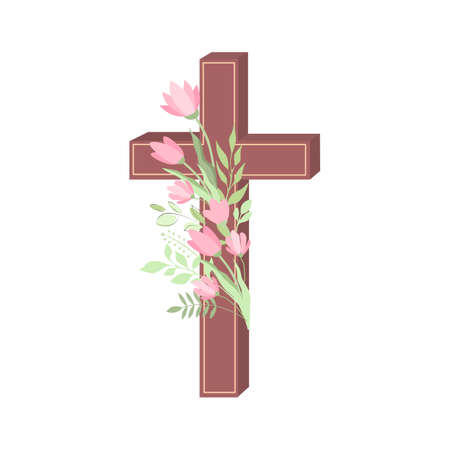 vector illustration Easter Cross of the Holy Spiritのイラスト素材