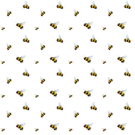 Bumblebee. Seamless watercolor pattern, hand drawn in a realistic style. White background. Botanical illustration for textile, greeting card, stationary wedding, home decorの写真素材