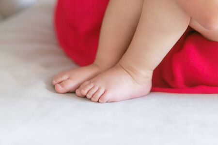 Close up view of babys leg.の写真素材