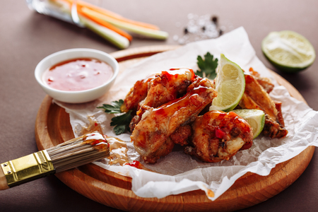 Chicken Wing Barbecue Sauce Side Close-up Viewの写真素材