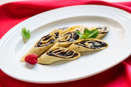 Crepe Poppy Filling Pancake Week Breakfast Servingの写真素材