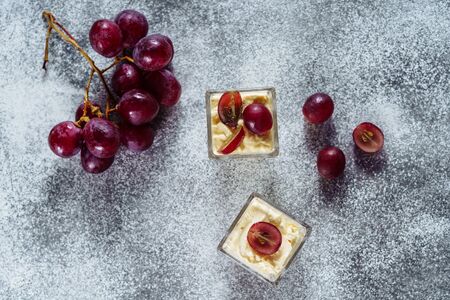 Panakota Grape Berry Sweet Dessert Cold Fresh Milkの写真素材