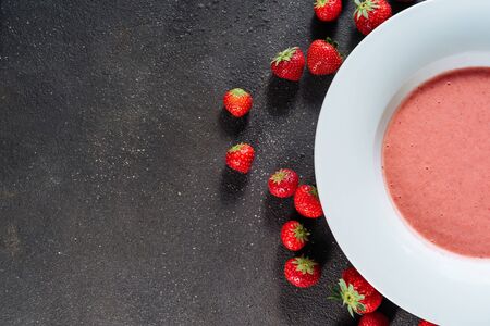 Strawberry Gazpacho Delicious Mousse Dish Top Viewの写真素材