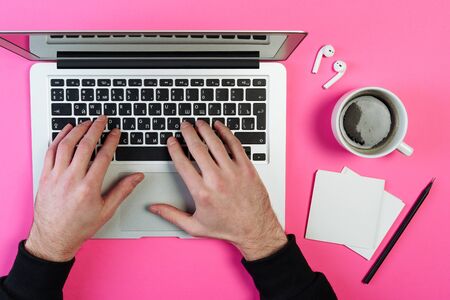 Laptop Freelancer Hand Business Workplace Flat Lay
