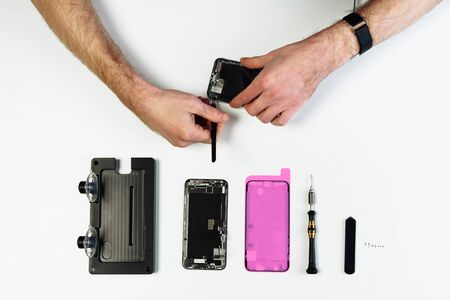 Broken Phone Repair Disassemble Part Flat Lay