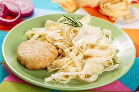 Italian Pasta with Poultry Cutlet Dinner Cuisineの写真素材