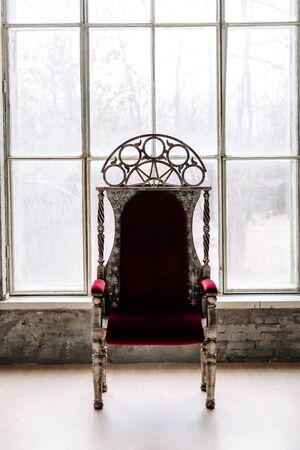 Decorative Vintage Chair Covered Velour Textileの写真素材