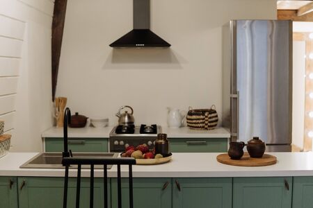 Modern Kitchen Furniture and Stylish Interiorの写真素材