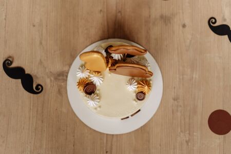 Birthday Cake Decorated Chocolate Buttons, Cookiesの写真素材