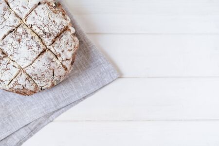 Brown Bread Whole Grain Baked Copy Space Top Viewの写真素材