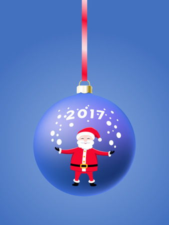 Blue Christmas ball on Christmas tree.のイラスト素材