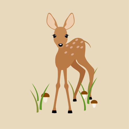Image of a young deer on a beige background.のイラスト素材