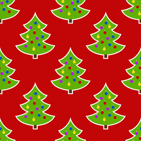 Image of Christmas tree on a red background. Seamless pattern.のイラスト素材