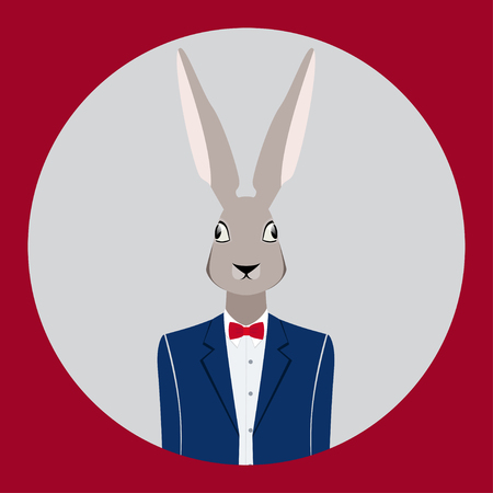 Rabbit in a blue suit.のイラスト素材