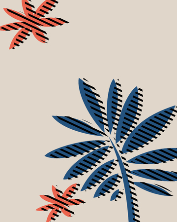 Vintage poster for interior decoration. Template. Palm leaves. Minimalism. Mockup. Vector.のイラスト素材