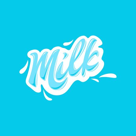 Milk. Lettering for design of packaging, cup, postcard, poster, flyer. Vector illustration.のイラスト素材