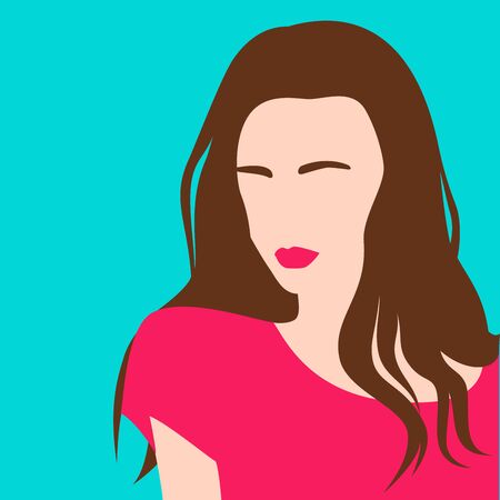 Image of a beautiful girl without a face in a fashionable style. Minimalism. Flat style. Vector illustration.のイラスト素材