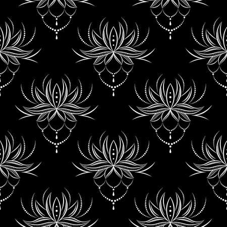 Seamless pattern in vintage style on a dark background. Vector.のイラスト素材