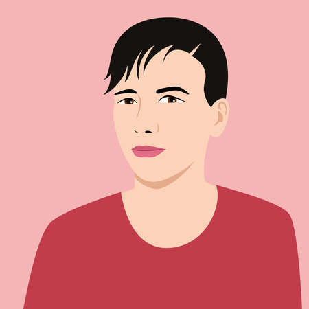 Portrait of a young guy. Asian appearance. Vector.