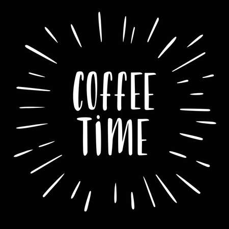 Coffee time. Handwritten lettering on a dark background.のイラスト素材