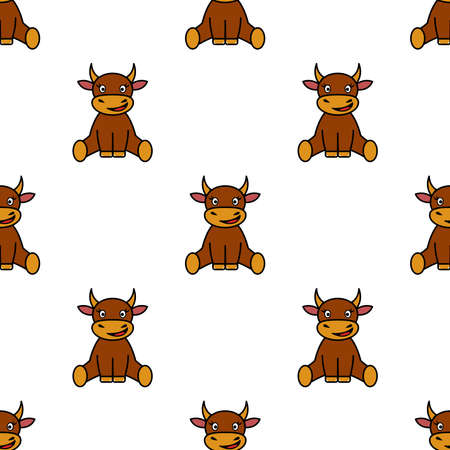 Seamless pattern. The bull is a symbol of the New Year. The character. Vector.のイラスト素材