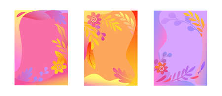 Set of abstract rainbow backgrounds with place for text. Vertical templates for web, event invitations, greeting cards, advertising banners. Vector.のイラスト素材