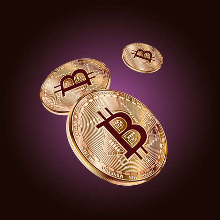 Image of a coin. Bitcoin. Cryptocurrency. Vector illustration.のイラスト素材