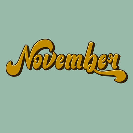 November. Lettering. Volumetric letters. Hand made inscription.のイラスト素材