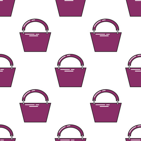 Seamless pattern with the image of a fashionable violet bag. Vector illustration.のイラスト素材