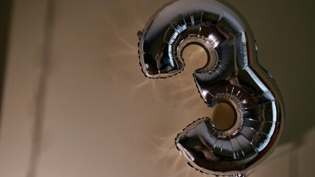 Party Happy Birthday Three with Silver Grey number . Gel balls 3 for congratulations celebrations...