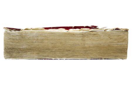 Vintage book block isolated on white backgroundの写真素材