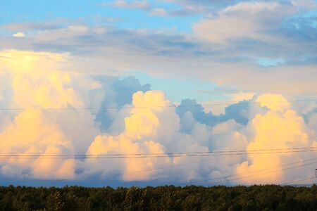 sunset sky with multicolor clouds. Moscow Russia