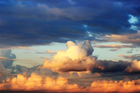 sunset sky with multicolor clouds. Moscow Russiaの写真素材