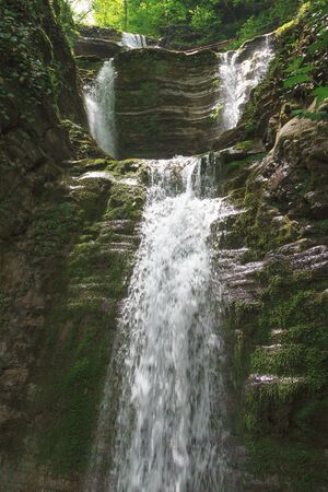 Stage waterfall Shapsugs in the region of greater Sochiの写真素材
