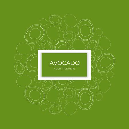 Pattern of avocado slices arranged in a circle with a white outline with space for textのイラスト素材