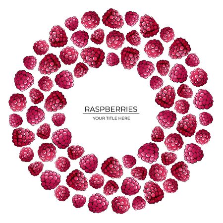 Wreath of pink raspberry berries isolated on white backgroundのイラスト素材