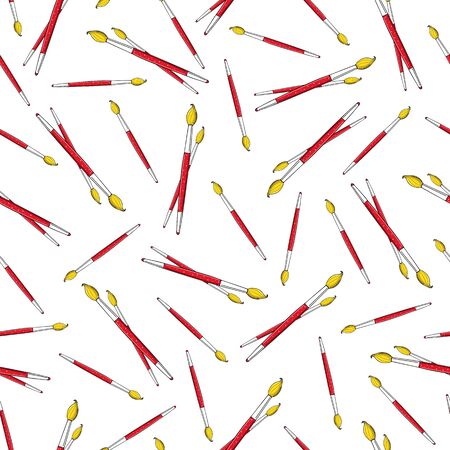 Seamless pattern of red paint brushesの写真素材