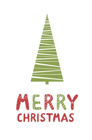 Scandinavian Christmas card with lettering merry christmasのイラスト素材