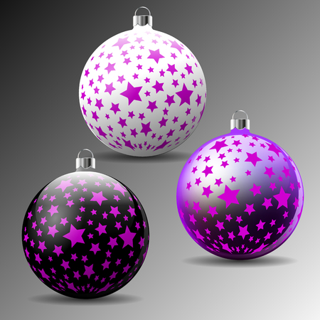 Christmas balls with star's print.のイラスト素材