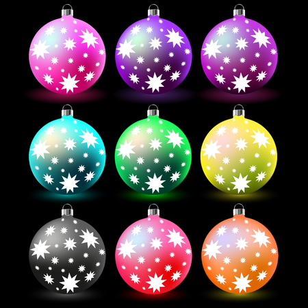 Colorful christmas balls. Set of isolated realistic decorations.のイラスト素材